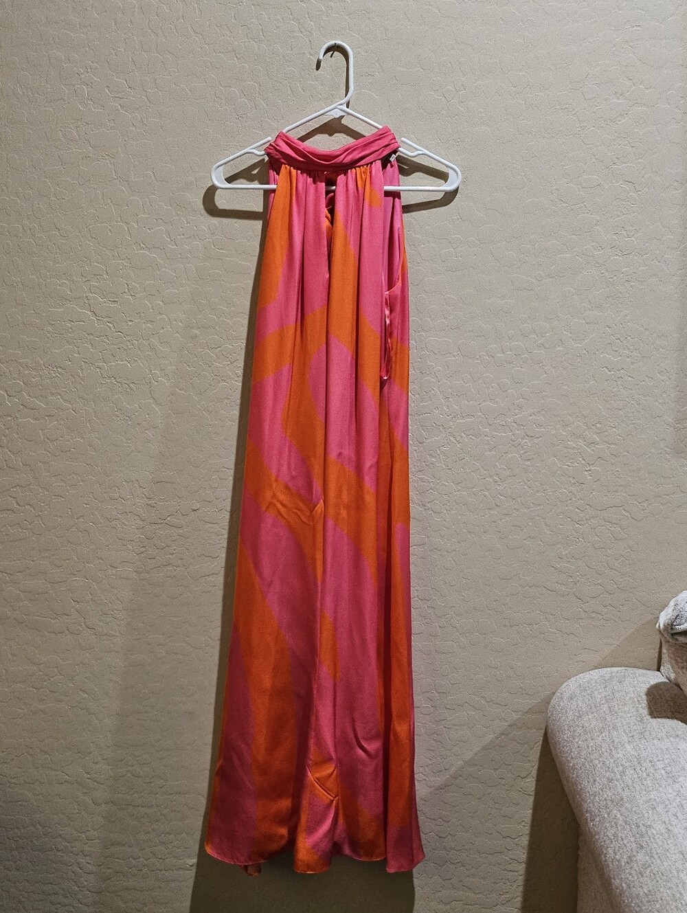 Milly Pink and Orange Twist-Halter Maxi Dress